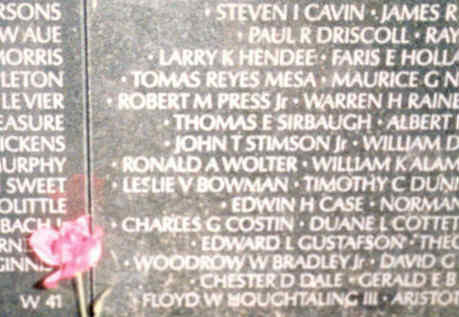 Bob Press' Name As It Appears On The "Wall"